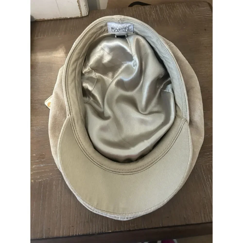 NWT Vintage Wilson's Leather Maxima Tan Suede Newsboy Cap‎ (S/M) biker grunge